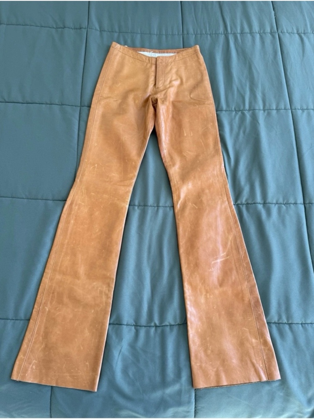 Vintage Tan Leather Flare Pants